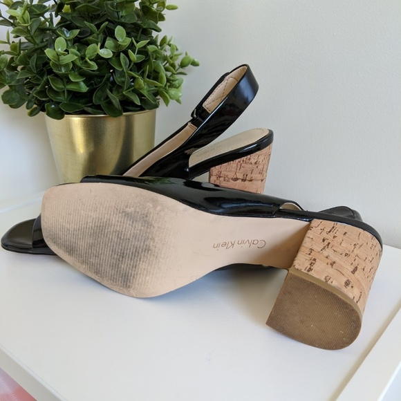 [Calvin Klein] Open Toe Slingback Block Heel Sz 8M - Picture 8 of 8